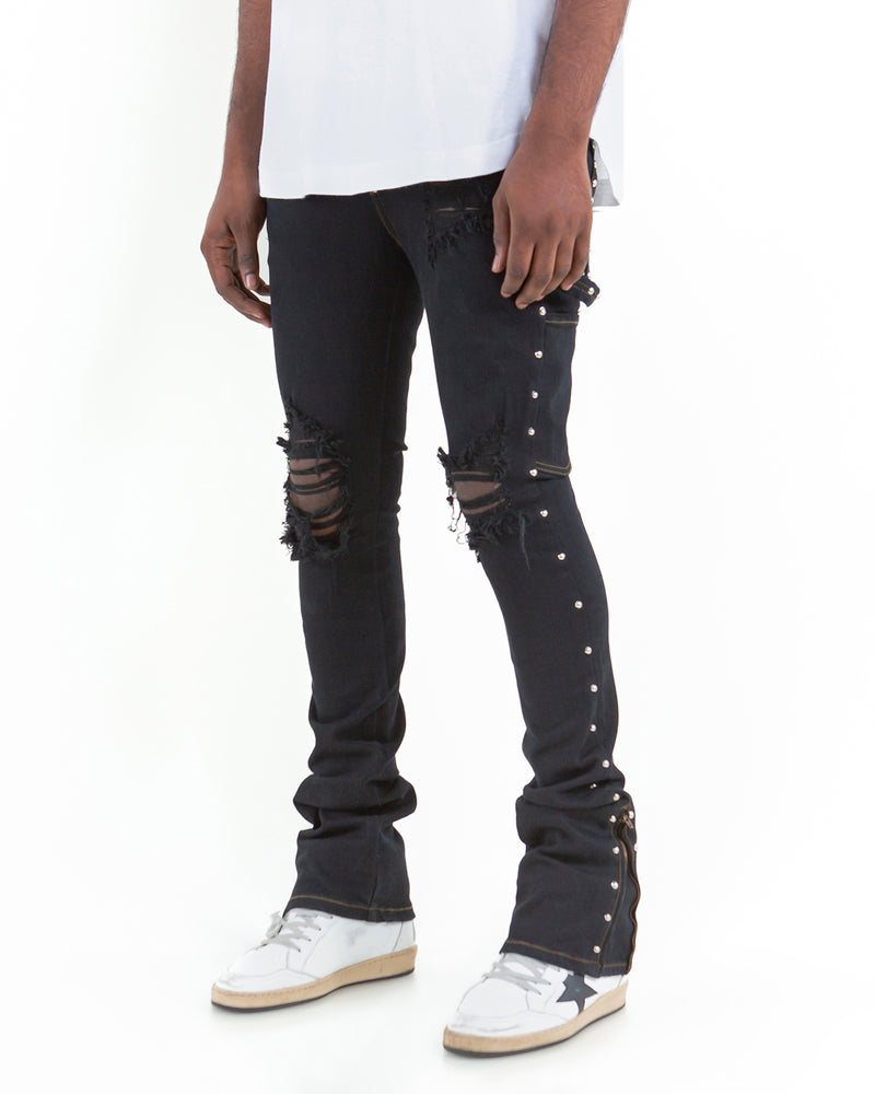 THE SKINNY STACKED - BILLY THE KID ( STUDDED DENIM )