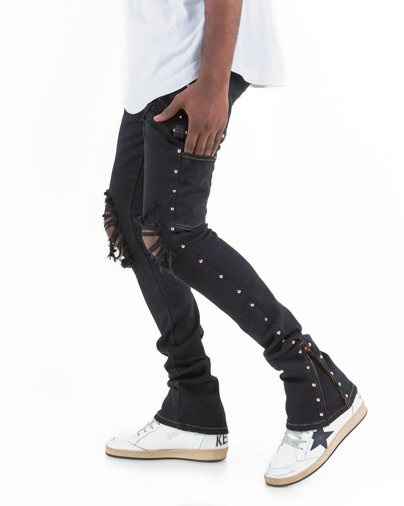 THE SKINNY STACKED - BILLY THE KID ( STUDDED DENIM )