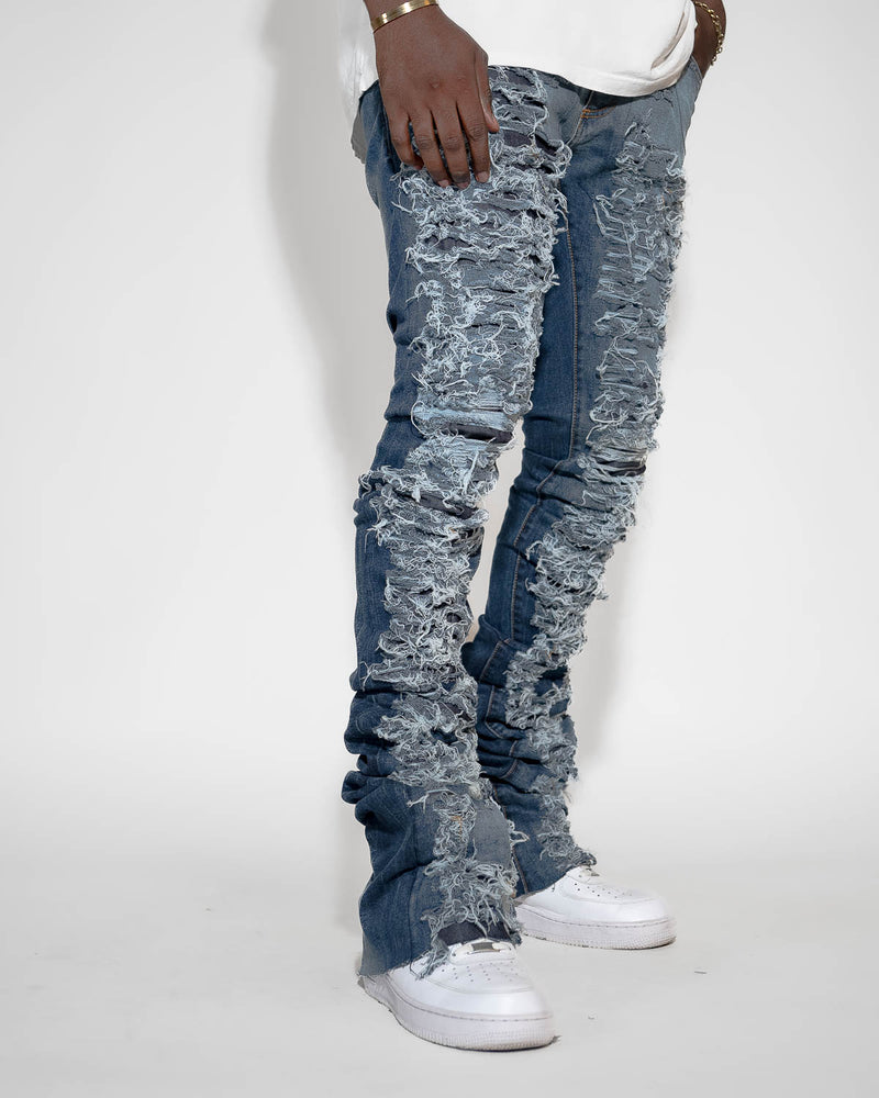 THE TRUE STACKED - SHREDDED ( ELONGATED INSEAM )