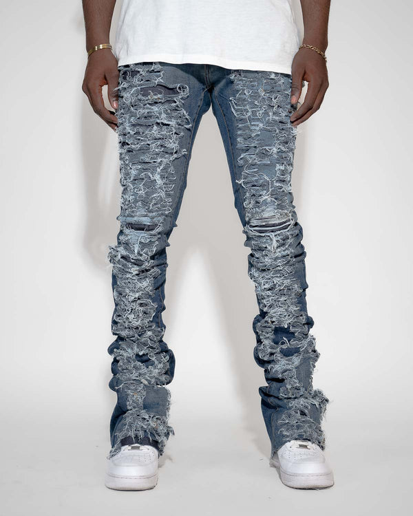 THE TRUE STACKED - SHREDDED ( ELONGATED INSEAM )