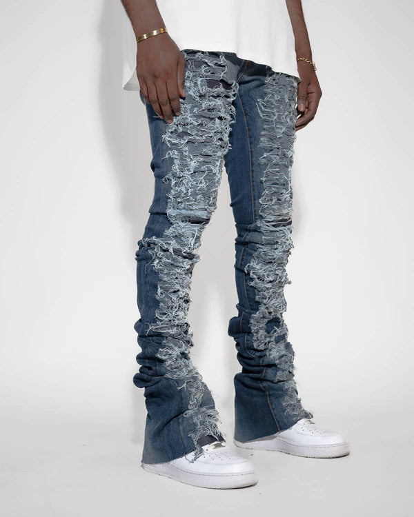 THE TRUE STACKED - SHREDDED ( ELONGATED INSEAM )