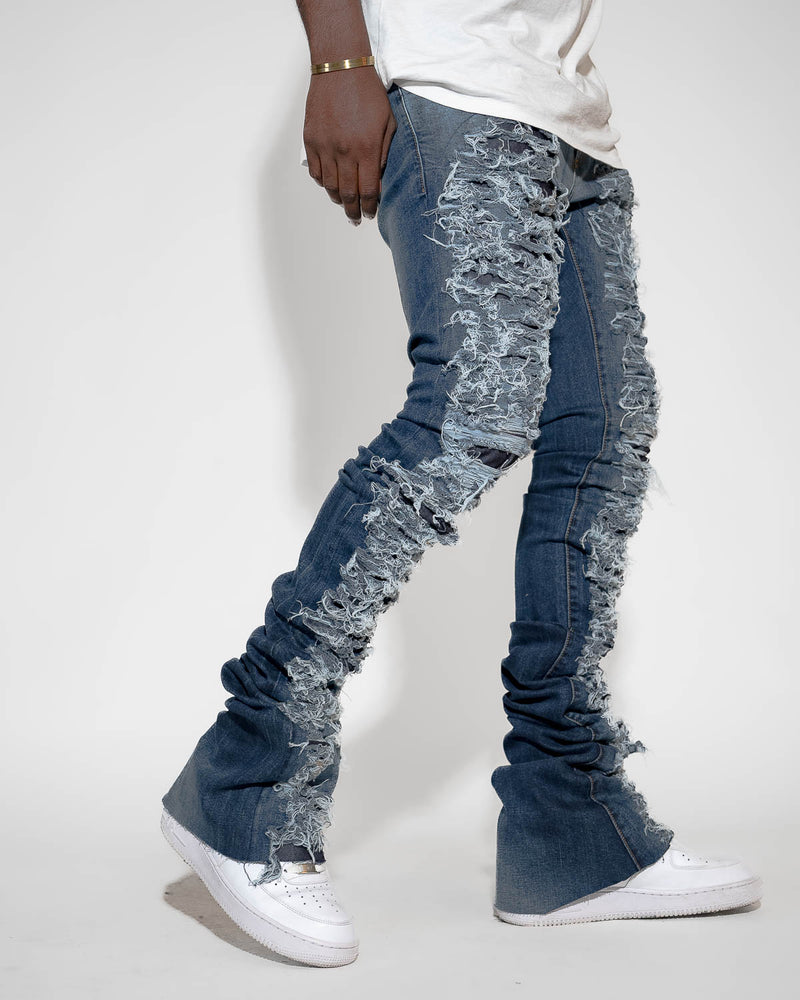 THE TRUE STACKED - SHREDDED ( ELONGATED INSEAM )