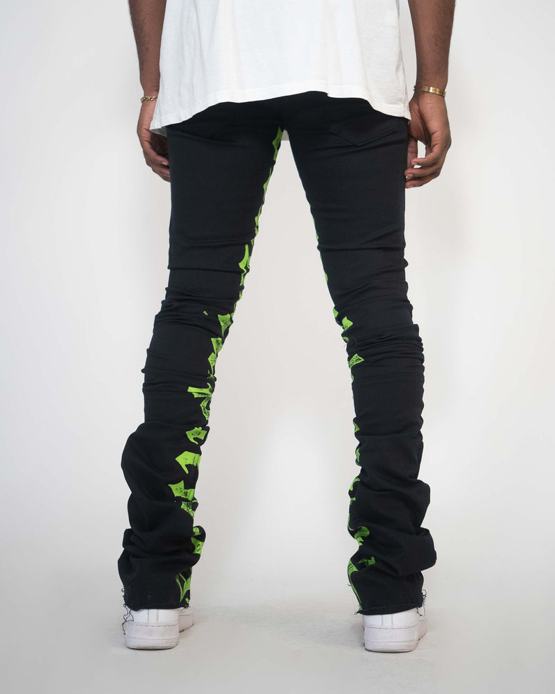 Lime green stacked pants sale